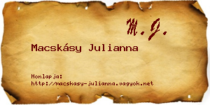 Macskásy Julianna névjegykártya